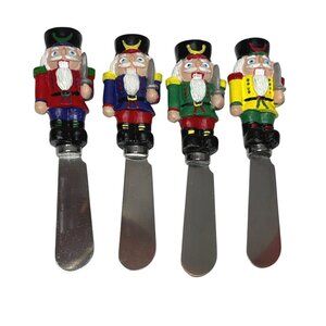 Boston Warehouse Set of 4 Holiday Nutcracker Cheese Dip Spreaders